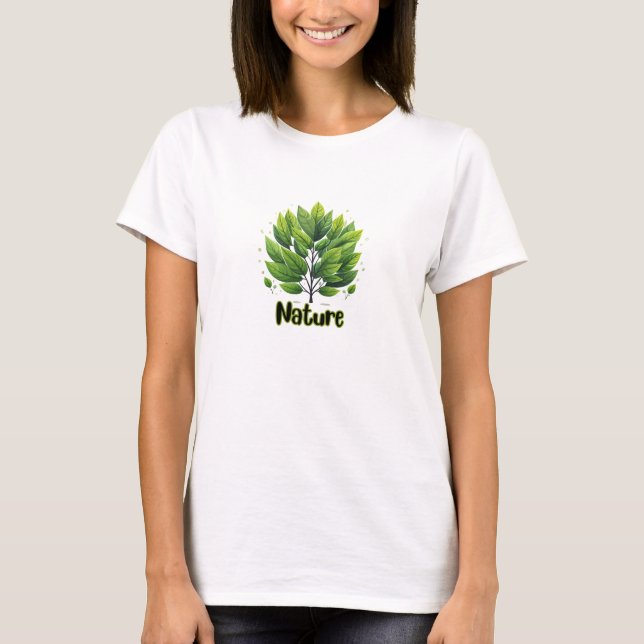 Grönt Blad Natur T Shirt (Framsida)