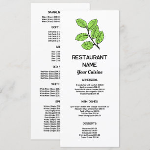 Grönt blad, restaurang Slimline Meny