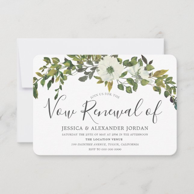 Grönt blad rustik landsbygd Löfteförnyelse Inbjudningar (Framsida)