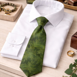 Grönt bladmönster Elegant naturinspirerad Slips