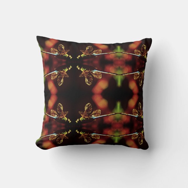 grönt, blådrakeflunga mönster, fast rygg kudde (Framsida)