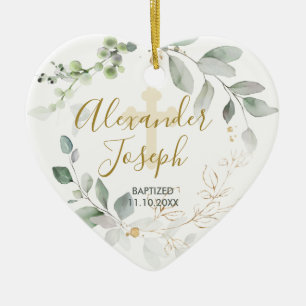 Grönt bladverk, baby baptism Foto Ceramic Ornamen Julgransprydnad Keramik