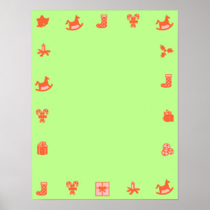 Grönt Blank jul Poster Red Decorative Gräns