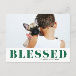 Grönt Blanka typografi - julfoto Helg Vykort