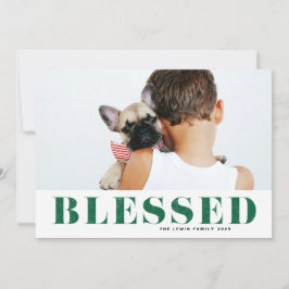 Grönt Blanka typografi - julfoto Julkort