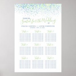 Grönt blått abstrakt vattenfärgen bröllop bord poster