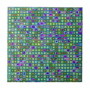 Grönt, blått och Lila Funky Retro Tiles Mönster Kakelplatta