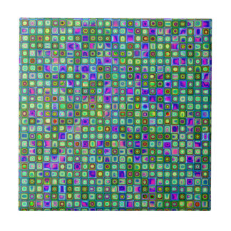 Grönt, blått och Lila Funky Retro Tiles Mönster Kakelplatta
