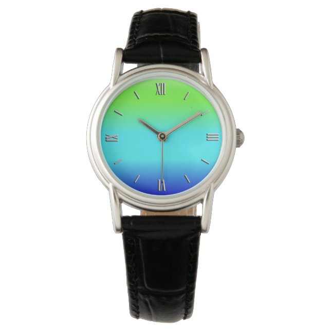 Grönt-, blått- och turkosgradient armbandsur (Framsida)