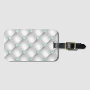 Grönt Bling av metallisk satatin Vit Mint Bagagebricka