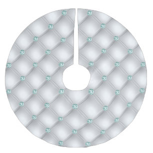 Grönt Bling av metallisk satatin Vit Mint Julgransmatta Borstad Polyester