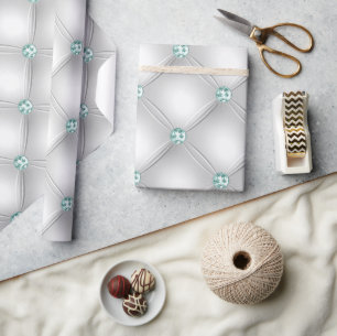 Grönt Bling av metallisk satatin Vit Mint Presentpapper