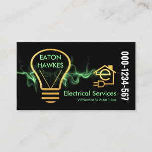 Grönt Blixtström Elektriskt bulb Visitkort