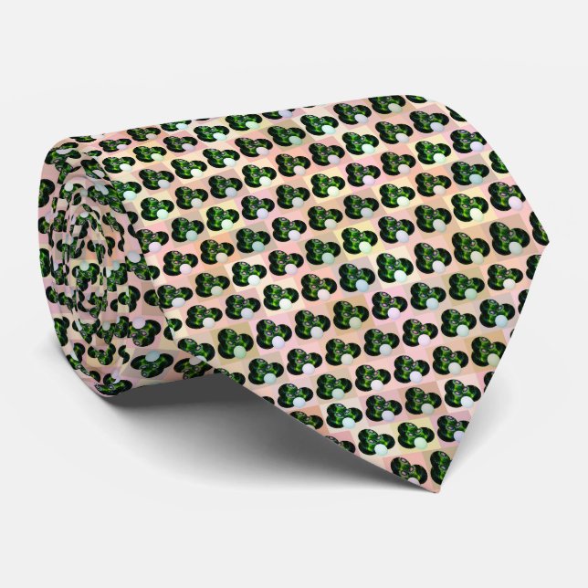 Grönt Block Art Gräsmatta Bowls Mönster, Neck Tie Slips (Rullad)