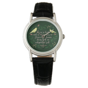 Grönt blom- fågelCharlotte Bronte Jane Eyre Armbandsur