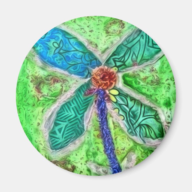 Grönt blomma magnet (Framsidan)