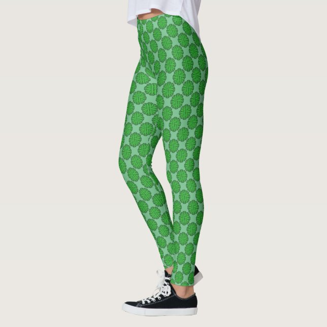 Grönt blommaband av Kenneth Yoncich Leggings (Vänster)