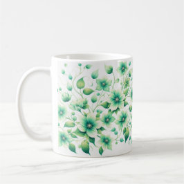 Grönt Blommar Mugg/Elegant Grönt Blommigt Design Kaffemugg
