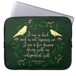 Grönt Blommigt Bird Charlotte Bronte Jane Eyre Quo Laptop Fodral