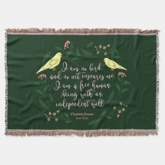 Grönt Blommigt Bird Quote Jane Eyre Charlotte Bron Filt