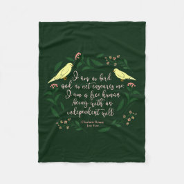 Grönt Blommigt Bird Quote Jane Eyre Charlotte Bron Fleecefilt
