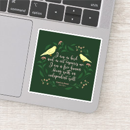 Grönt Blommigt Bird Quote Jane Eyre Charlotte Bron Klistermärken