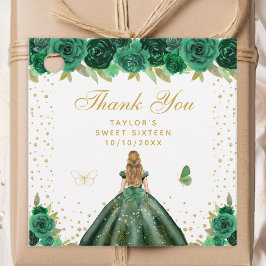 Grönt Blommigt Blonde Hair Princess Sweet sixteen Gåvor Etiketter