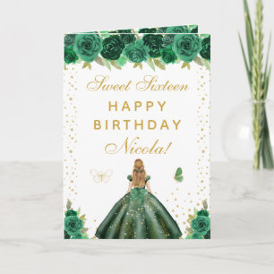 Grönt blommigt blont flickhår Sweet Sixteen Kort