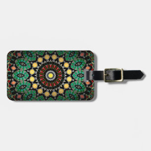 Grönt Blommigt Boho Ornate Mandala Bagagebricka