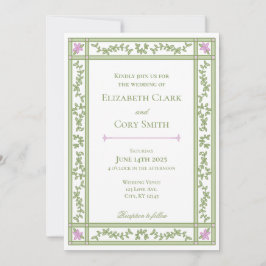 Grönt Blommigt Botanical Garden bröllopsinbjudan Inbjudningar