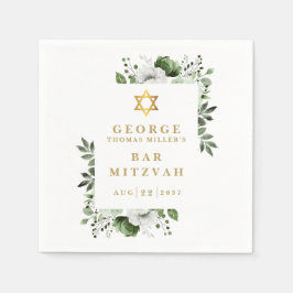 Grönt Blommigt Botanical Pub Mitzvah Bat mitzvah Pappersservett