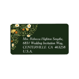 Grönt Blommigt Bröllop Adressetikett