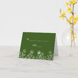 Grönt blommigt bröllop reserverade platskort kort