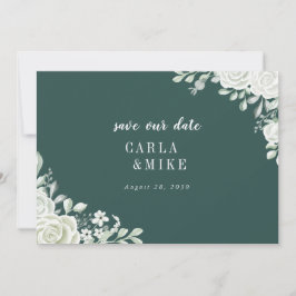 Grönt Blommigt Bröllop Spara Datumet