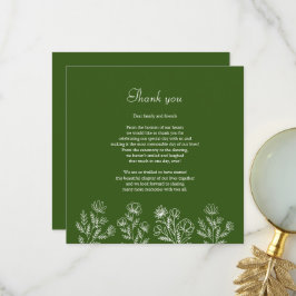 Grönt blommigt bröllop tack för dina kort