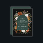 Grönt blommigt elegant botanisk elegant båge julkort<br><div class="desc">Rustik blommigt - julkortsdesign. Med vacker rost,  teracotta,  svart och sage grönt pampas gräs eucalyptus botaniska vattenfärgsdetaljer. Den här moderna helgdag är säker på att du kan ställa in stil för din julhelg</div>