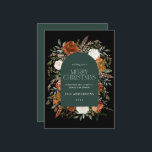Grönt blommigt elegant botanisk elegant båge julkort<br><div class="desc">Rustik blommigt - julkortsdesign. Med vacker rost,  teracotta,  svart och sage grönt pampas gräs eucalyptus botaniska vattenfärgsdetaljer. Den här moderna helgdag är säker på att du kan ställa in stil för din julhelg</div>