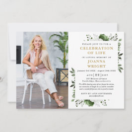 Grönt Blommigt Firande i livets begravningsfoto Inbjudningar