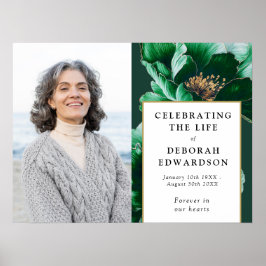 Grönt Blommigt Funeral Firande of Life Sign Poster