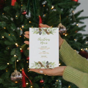 Grönt Blommigt Gräs God jul Meny Inbjudningar
