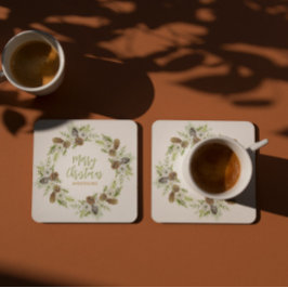 Grönt Blommigt Gräs Julfrö 2 Underlägg Papper Kvadrat