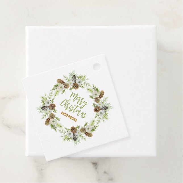 Grönt Blommigt Gräs Julfrö Utandning Gåvor Etiketter (På plats)