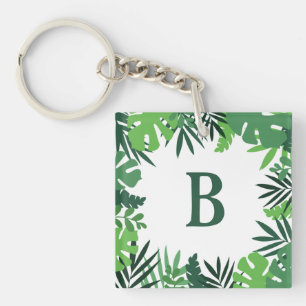 Grönt blommigt handflatan löv lägger till monogram