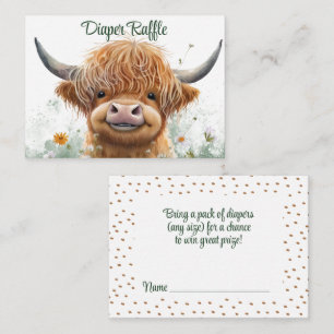 Grönt blommigt Highland ko Diaper Raffle Tilläggskort
