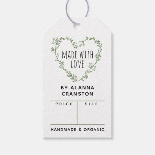 Grönt Blommigt Hjärtkrans med Kärlek Pris Presentetikett