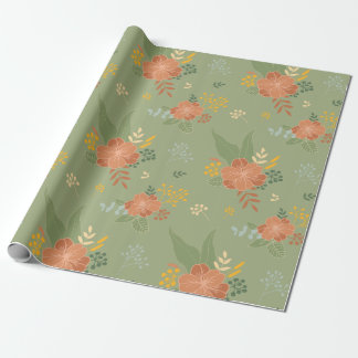 Grönt blommigt inslagspapper presentpapper
