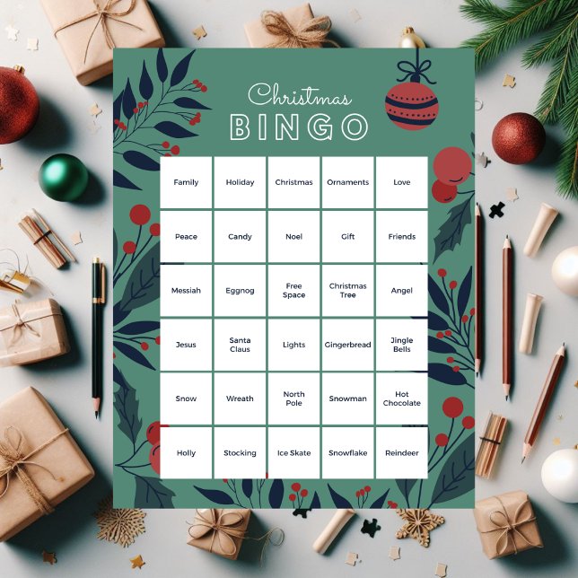 Grönt Blommigt jul Bingo Jigszawa Puzzle Pussel (Skapare uppladdad)
