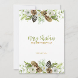 Grönt Blommigt Julinbjudan till andningsinandning Inbjudningar