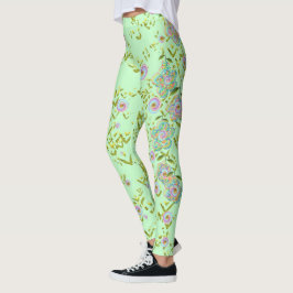 Grönt Blommigt Leggings
