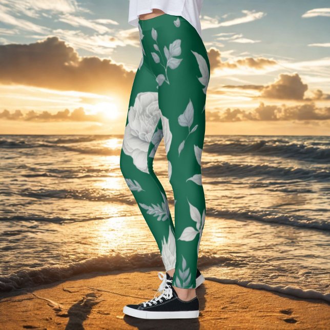 Grönt Blommigt Leggings (Skapare uppladdad)